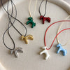 Minimalism Enamel Drip Glaze Colorful Horse Pendant Long Necklace Adjustable Sweater Chain Simple Jewelry Accessories Gifts - Image 1