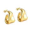 Stainless Steel Gold Color Irregular Wave Shape Hoop Earrings for Women Jewelry Silver Geometric Textured Folded Over Studs - Image 7