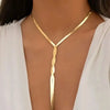 Adjustable Flat Snake Chain Necklace in Gold Tone Silver Tone and Mixed Finishes - Image 1