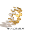316L Stainless Steel Enamel Double Row Oval Open Ring Gold Plated Jewelry For Women Everyday Wear - Image 1