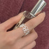 Silver Open Finger Ring Punk Heart Irregular Geometric Stackable For Women Girl Jewelry Gift - Image 13