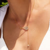 Delicate White Zircon Tennis Racket Pendant Y-Shaped Chain Necklace For Women Pvd Plated Stainless Steel Jewelry - Image 3
