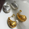 Brushed Matte Metal Water Drop Zircon Earrings for Women Chunky Geometric Party Jewelry Accessories - Image 1