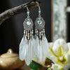 Boho Feather Long Leaf Tassel Drop Earrings For Women Geometric Rhinestone Crystal Beads Handmade Chain Wedding Earrings Jewelry - Image 2