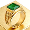 Vintage Golden Alloy Men's Rectangle Crystal Ring Carved Dragon Band Statement Signet Ring Party Jewelry Gift - Image 5