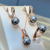 Elegant Grey Pearl Drop Earrings For Women Rose Gold Color Wedding Party Jewelry Accessories - Image 2