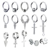 1 Pair Crosses Star Geometric Vintage Stainless Steel Round Small Hoop Earrings for Man Woman Teens Gift Jewelry Y2k Accessories - Image 1