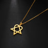 Him Heartagram Star Pendant Necklace Stainless Steel Heart Pentagonal Chain Necklace Women Couple Jewelry Wedding Gift - Image 2