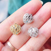 Brass Heart with CZ Zirconia Paved Charm Pendant, Gold Plated Zircon Jewelry Finding Supplies - Image 6