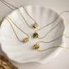 Pearl Look Bead Necklace with Clear Stone Pendant in Gold Tone - Image 6