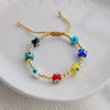 Multicolor Bead Bracelet with Blue Eye Motif and Adjustable Cord - Image 7