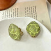 Retro Irregular Diamond Crystal Clip on Earrings Personality Simple Candy Color Ripple Ear Clips for Non Pierced Women - Image 11