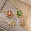 Light Spin Zircon Flower Pendant Necklace for Women Gold Color Quality High Sense Chain Necklaces Party Jewelry Gifts - Image 1