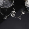 Punk Gothic Black Crystal Heart Cross Chain Ear Cuff for Men Women Hip Hop Metal Cross Ear Clip On Earrings Egirl Jewelry Gift - Image 5