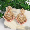 Boho Gold Color Heart Shape Carved Flower Dangle Earrings for Women Indian Jhumka Earrings Retro Pink Beads Tassel Jewelry - Image 3
