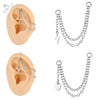 ZS 20G 2Pcs/lot Heart Moon Double Layer Chain Stainless steel Ear Chain Moon Spike Crystal Ear Stud Cartilage Earrings Jewelry - Image 1
