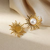 Vintage Stainless Steel Sun Earrings For Women Bohemian Sun Shine Earrings Irregular Fan Shaped Earrings Jewelry Party Gifts - Image 5