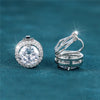 Classic Four Claw Round Stone Clip Earring Crystal White Zircon Earrings For Women Men Simple Silver Color Jewelry - Image 3