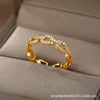 Classic Twist Chain Open Rings For Women Zircon Stainless Steel Geometric Twist Wrapped Couple Ring Wedding Aesthetic Jewelry - Image 6