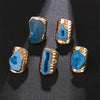 Irregular Geode Stone Agate Slices Wide Open Ring for Women Boho Resizable Finger Jewelry - Image 4