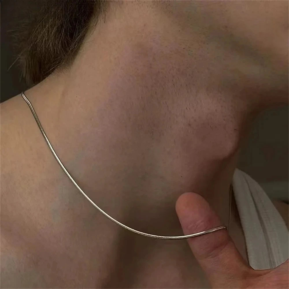 1/2MM Snake Chain Necklace Silver 16-30 Inches Hip Hop Punk Jewelry Charm Party Accessories - Image 1