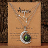 3 Pieces/Set Zodiac Retro Moon Glow Pendant Necklace Set with Birthstone Cards, Birthday Gift for Besties and BFFs - Image 3