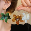 White Resin Flower Hoop Earrings For Women Metal C Shape Statement Earings Jewelry Accessories - Image 1