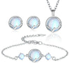 Silver Jewelry Sets Round Antler Crystal Earrings Bracelets Necklace Elegant Christmas for Women - Image 1