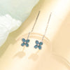 Blue Four-leaf Flower Ear Line Gentle Temperament Small Fresh Blue Lucky Flower Tassel Earrings Jewelry - Image 3