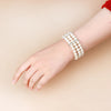 Three-Row Glass Bead Stretch Bracelet with Rhinestone Details - Image 2