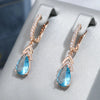 Blue Stone Long Dangle Earrings For Women Rose Gold Color Unique Zircon JEwelry Accessories - Image 5