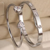Yupsk Gold Plated Stainless Steel Heart Shape Zirconia Open Bracelet for Women Sparkling Zircon Valentine's Day Gift - Image 2