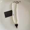 Punk Gothic Red Glass Cross Heart Pendant Pearl Necklace For Women Men Hip Hop Y2K 90s Short Choker Charms Jewelry Accessories - Image 10