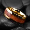 Domed Koa Wood Inlay Rings 8MM Gold Color Men Stainless Steel Rings for Wedding Engagement Jewelry Gift - Image 2