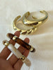 Four-Piece Resin and Acrylic Bangle Set in Multicolor and Gold-Tone or Silver-Tone Styles - Image 7