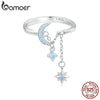 Silver Opal Star and Moon Chain Double Layer Ring for Women Wedding Adjustable Ring for Women Jewelry - Image 1