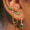 3PCS Four Zircon Flower Hoop Earring Set For Women Stainless Steel Double Stud Chain Tassel Huggie Piercing Jewelry - Image 1