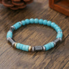 Turquoise Black Stone Bead Bracelet Handmade Elastic Rope Bracelet Gift for Christmas Accessories - Image 1