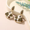 Vintage Enamel Fan Shape Drop Earrings for Women Retro Tiger Eye Stone Leaf Dangle Earring Palace Jewelry Gift Accessories - Image 4