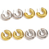 Thick Round C Shape Chunky Hoop Earrings Women Glossy Circle Gold Silver Color Steel Needle Stud Huggie Earrings Jewelry - Image 1