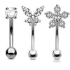 3PCS Heart Eyebrow Piercing Set Crystal Curved Barbell Piercing Flower Rook Earring Bulk CZ Star Eyebrow Ring Pack Daith Earring - Image 14
