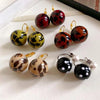 Vintage Brown Leopard Round Bead Drop Earrings for Women Resin Ball Geometric Ear Buckles Earrings Jewelry Gifts - Image 1