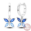 Silver Hoops Earrings Colorful Flower Butterfly Bee Drop Earring For Women Birthday Party Jewelry Gifts - Image 28