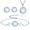 Silver Jewelry Set Antler Moonstone Crystal Earrings Bracelet Necklace Elegant Christmas Ladies - Image 7