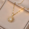 Classic Gold Color Stainless Steel Necklace For Women Shiny Zircon Geometric Heart Pendant Necklaces Jewelry Gift - Image 15