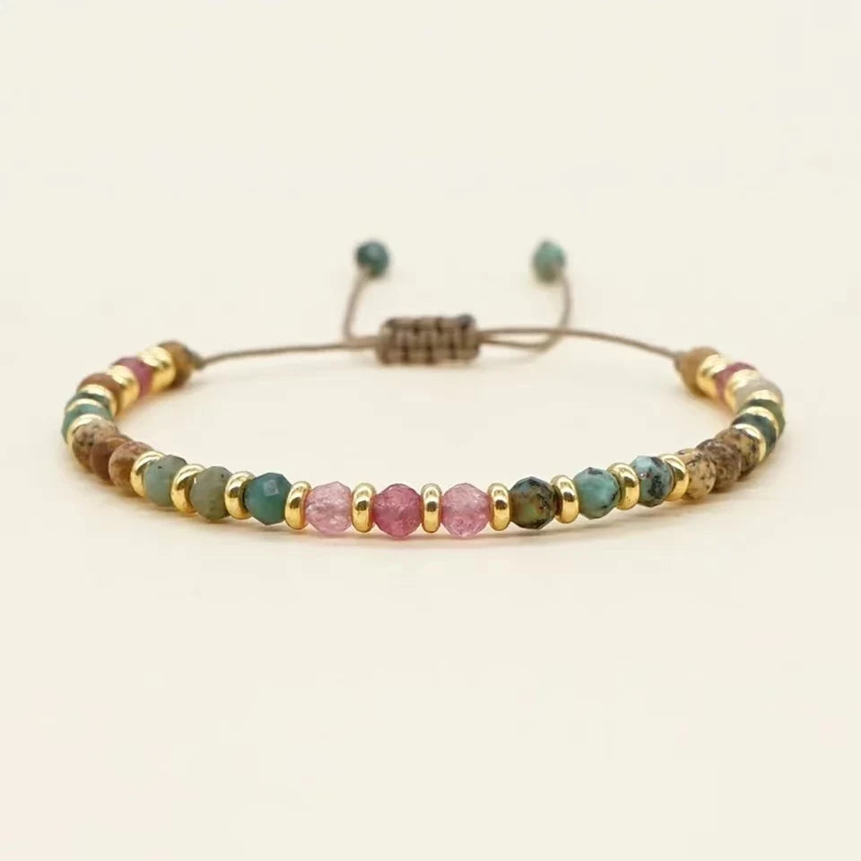 Colorful Beaded Bracelet with Adjustable Rope Closure - Image 1
