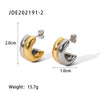 Two Tone Silver Color Gold Color Tone Oval Hoops Layered Triple Huggy Huggie Hoops Small Stud Mixed Metal Minimal Busines - Image 7