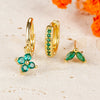3PCS Green Zircon Hanging Earrings Set for Women Stainless Steel Flower Dangle Earring Cartilage Piercing Jewelry - Image 4