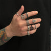 9pcs/Set Kpop Goth Punk Harajuku Metal Thorns Love Heart Star Zircon Ring Set for Women Egirl Vintage Aesthetic Y2K Jewelry - Image 2