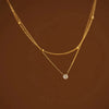 Double-Layer Chain Necklace with Geometric Pendant Options - Image 1